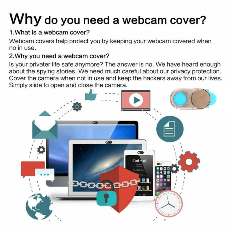 3 PCS Universal Ultra-thin Design Magnet WebCam Cover Camera Cover for Desktop, Laptop, Tablet, Phones