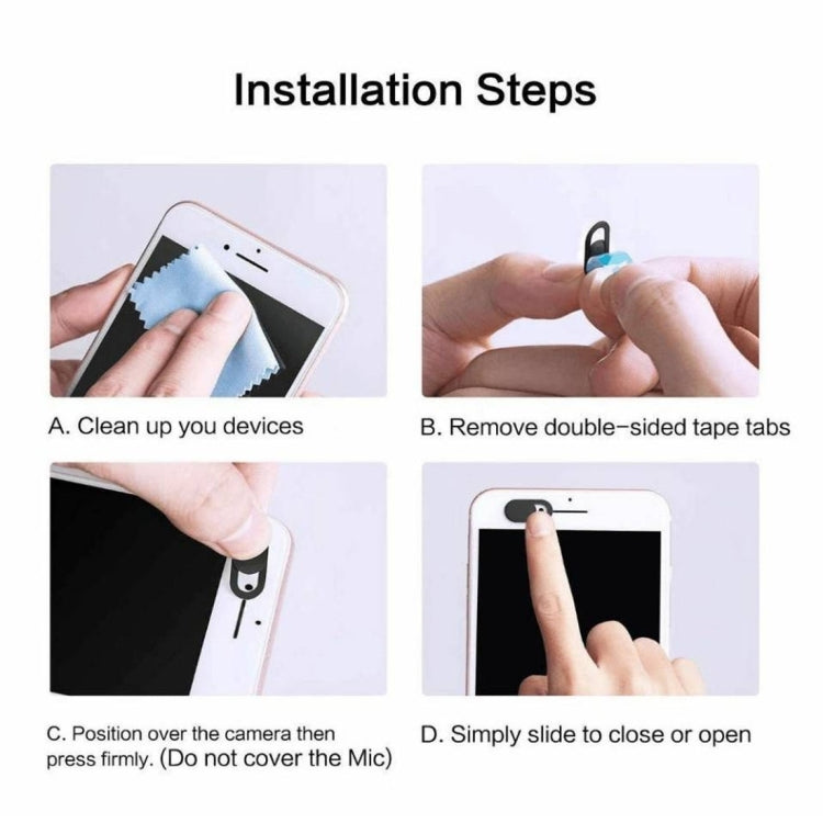 3 PCS Universal Ultra-thin Design Rectangle WebCam Cover Camera Cover for Desktop, Laptop, Tablet, Phones