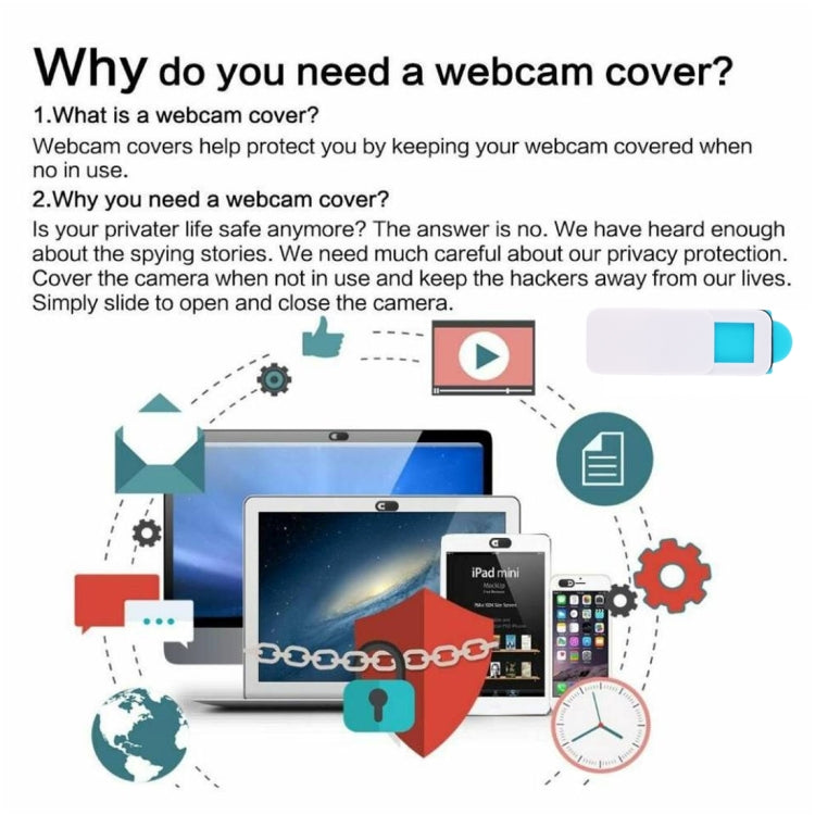 3 PCS Universal Ultra-thin Design Rectangle WebCam Cover Camera Cover for Desktop, Laptop, Tablet, Phones