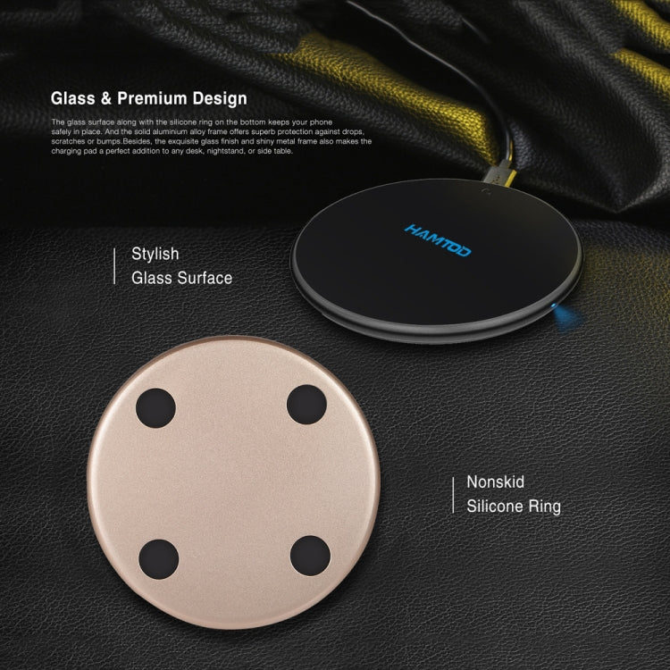 HAMTOD G19 10W QI Universal Round Wireless Charger (Gold)