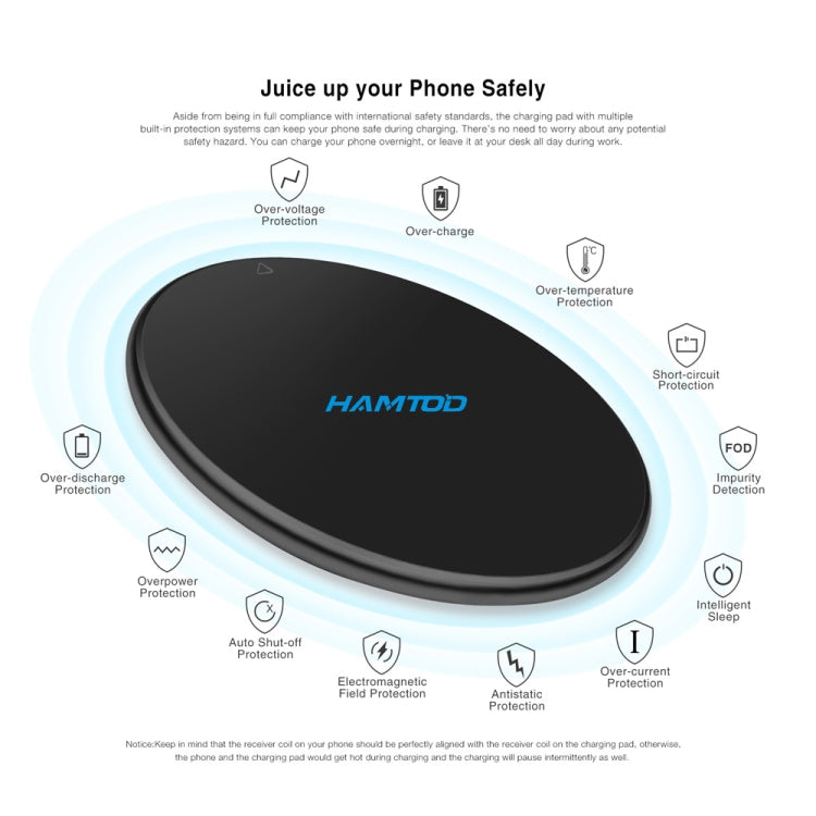 HAMTOD G19 10W QI Universal Round Wireless Charger (Gold)