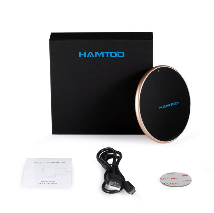 HAMTOD G19 10W QI Universal Round Wireless Charger (Gold)