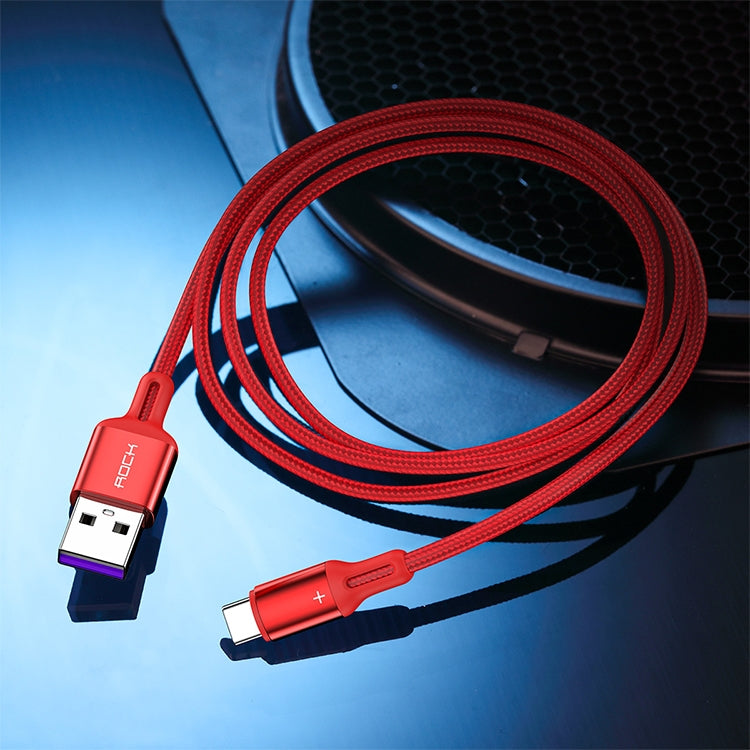 ROCK R2 5A Type-C / USB-C Metal Braided Fast Charging Data Cable, Length: 1m (Red)