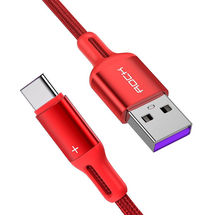 ROCK R2 5A Type-C / USB-C Metal Braided Fast Charging Data Cable, Length: 1m (Red)