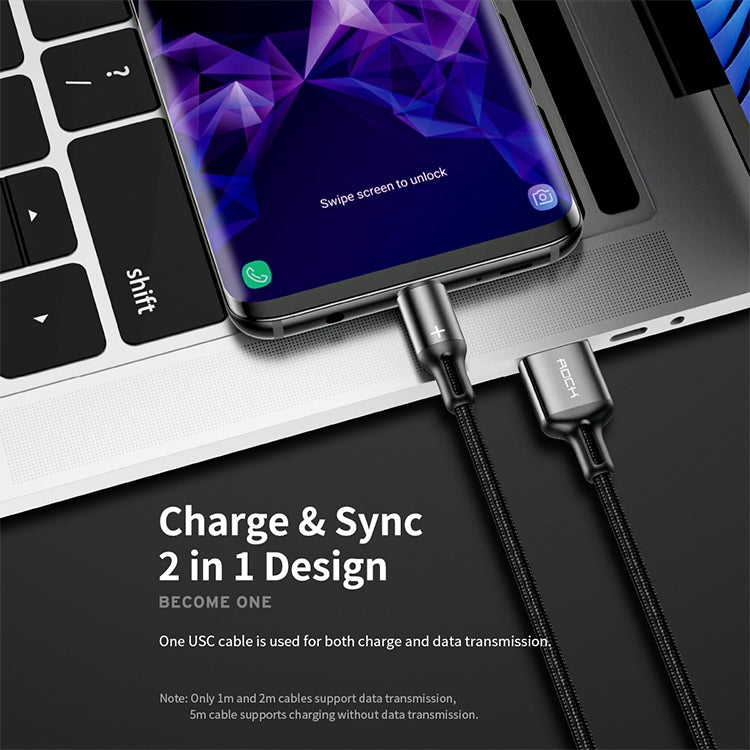 ROCK R2 5A Type-C / USB-C Metal Braided Fast Charging Data Cable, Length: 1m (Red)