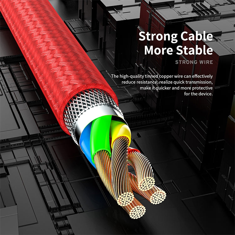 ROCK R2 5A Type-C / USB-C Metal Braided Fast Charging Data Cable, Length: 1m (Red)