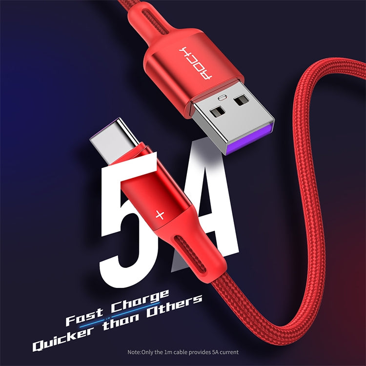 ROCK R2 5A Type-C / USB-C Metal Braided Fast Charging Data Cable, Length: 1m (Red)