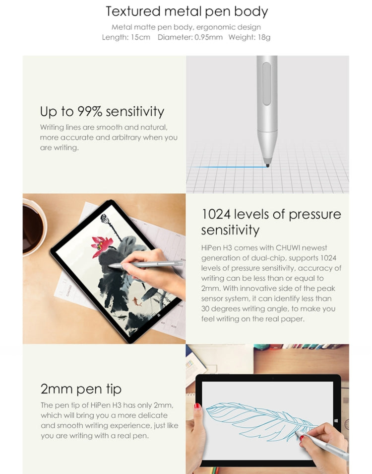 H3 For CHUWI Hi9 Plus / HiPad LTE / Hi13 / SurBook / MiniBook(8100Y) Tablet Active Capacitive Stylus Pen(Silver)