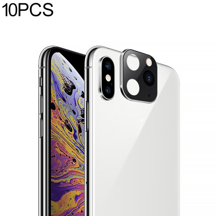 10 PCS Copy iP 11 Pro / iP 11 Pro Max Metal + Plexiglass Lens Protective Cover for iPhone X / XS / XS Max(Silver)