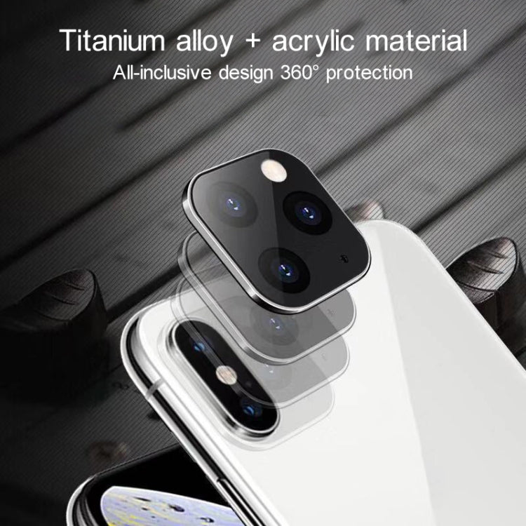 10 PCS Copy iP 11 Pro / iP 11 Pro Max Metal + Plexiglass Lens Protective Cover for iPhone X / XS / XS Max(Silver)