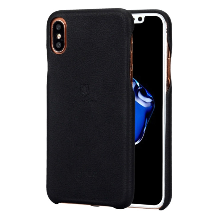 For iPhone X / XS Lenuo Litchi Texture PU + PC Paste Skin Protective Case