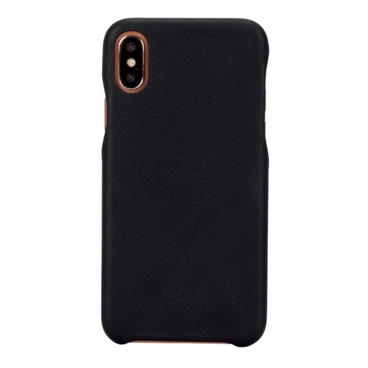 For iPhone X / XS Lenuo Litchi Texture PU + PC Paste Skin Protective Case