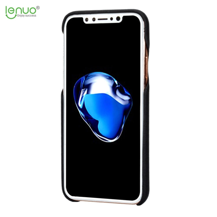 For iPhone X / XS Lenuo Litchi Texture PU + PC Paste Skin Protective Case
