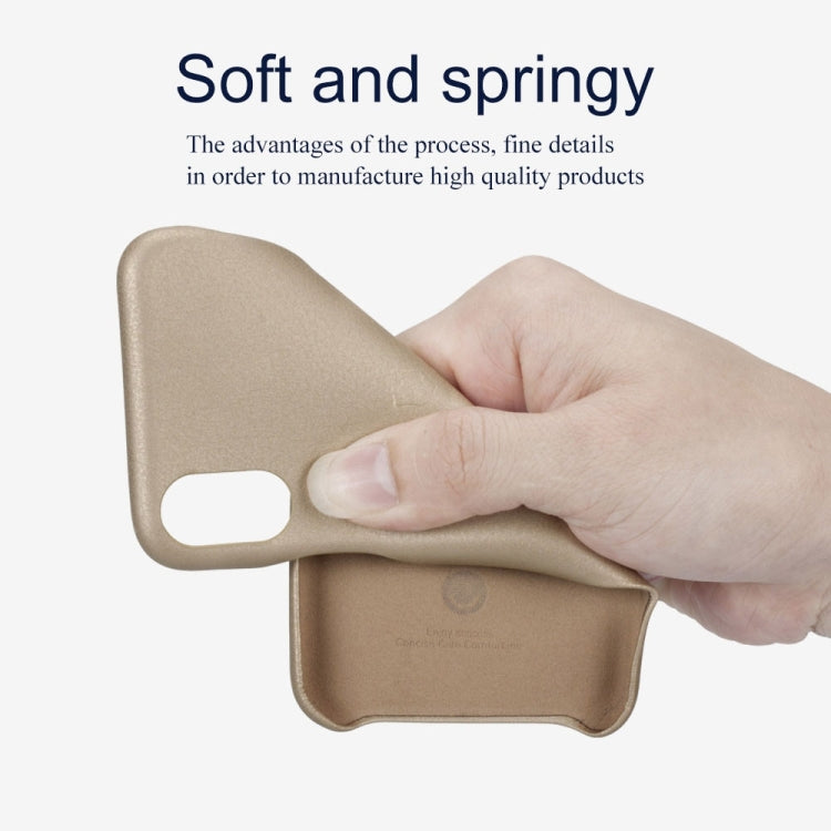 For iPhone X / XS Lenuo Litchi Texture PU + PC Paste Skin Protective Case