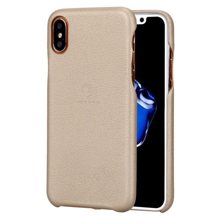 For iPhone X / XS Lenuo Litchi Texture PU + PC Paste Skin Protective Case