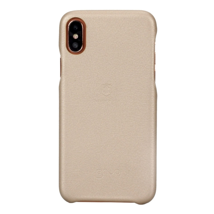 For iPhone X / XS Lenuo Litchi Texture PU + PC Paste Skin Protective Case