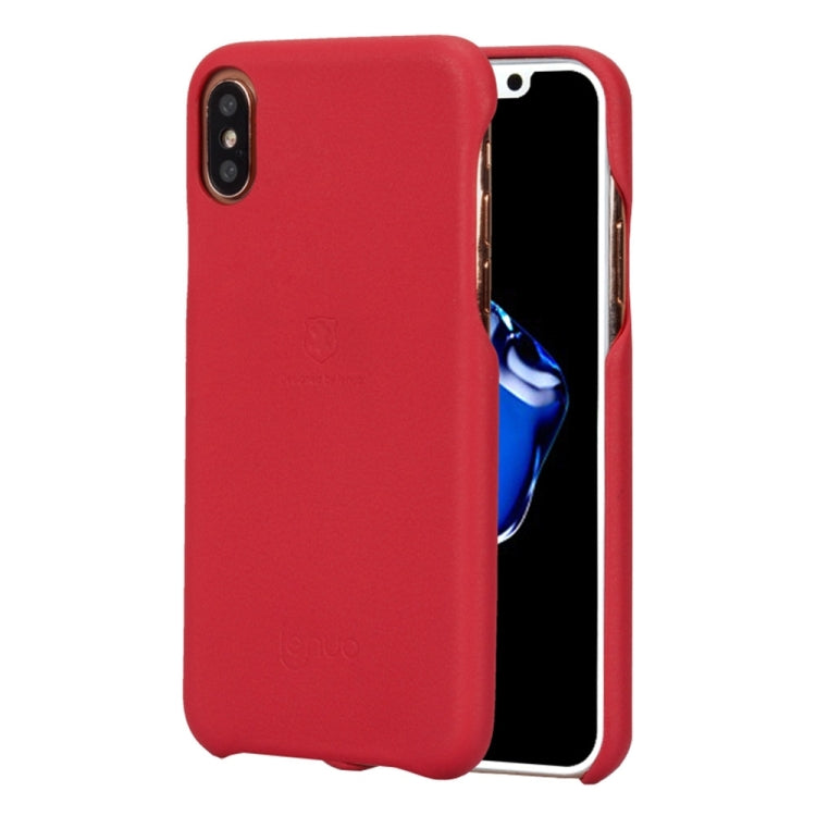 For iPhone X / XS Lenuo Litchi Texture PU + PC Paste Skin Protective Case