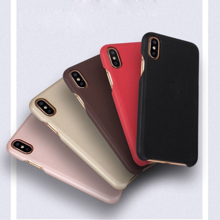 For iPhone X / XS Lenuo Litchi Texture PU + PC Paste Skin Protective Case