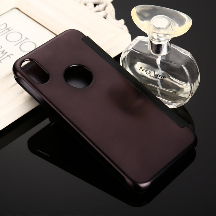 For iPhone X / XS Electroplating Mirror Horizontal Flip Leather Case