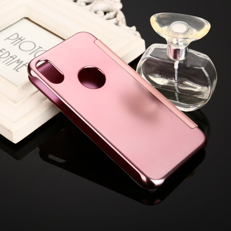 For iPhone X / XS Electroplating Mirror Horizontal Flip Leather Case