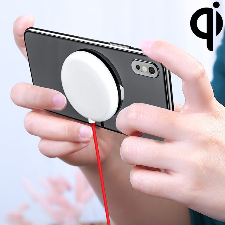5W Portable Suction Cup Mobile Phone Fast Charging Wireless Charger, Length:1m(Grey White)