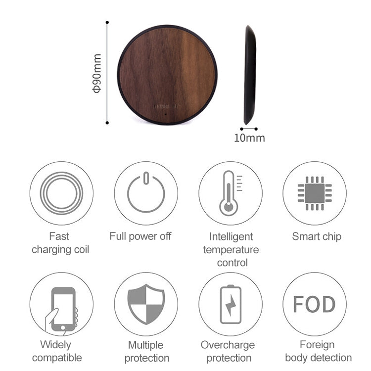 Musor 10W Phone Fast Charging Walnut Wireless Charger