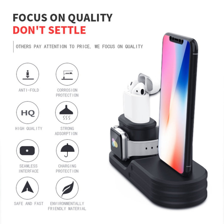OHA1039 3 in 1 Multifunctional Silicone Mobile Phone Charging Holder Base for iPhone & Apple Watch & AirPods 1 / 2