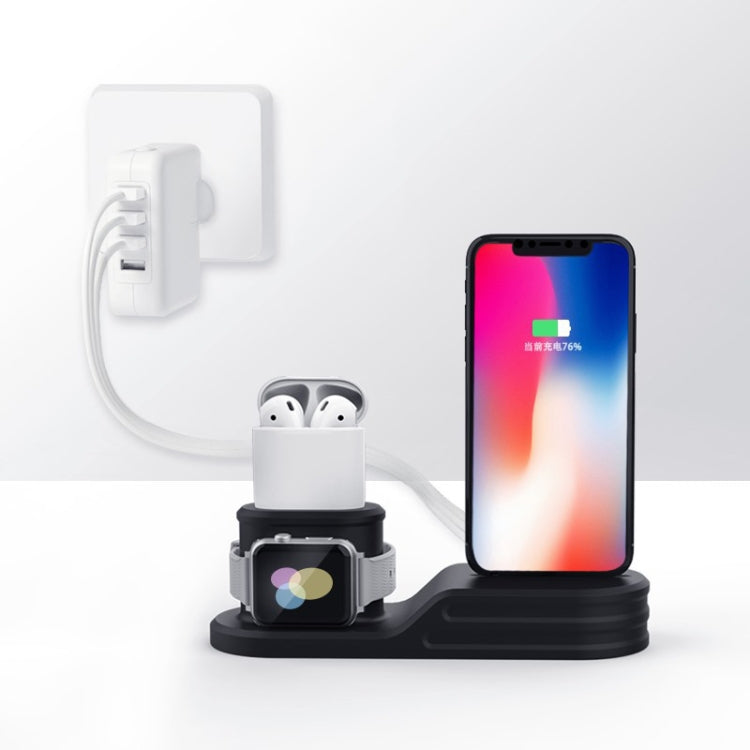 OHA1039 3 in 1 Multifunctional Silicone Mobile Phone Charging Holder Base for iPhone & Apple Watch & AirPods 1 / 2
