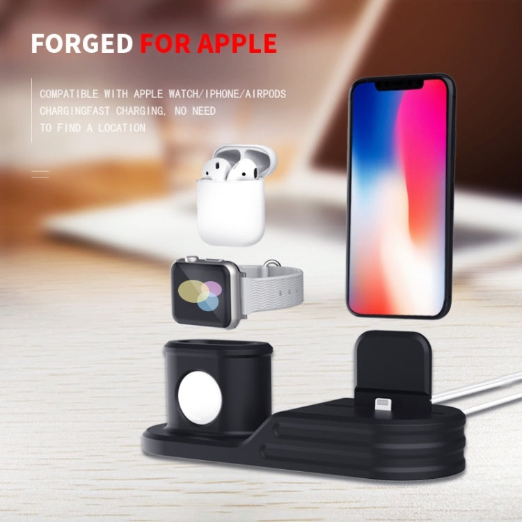 OHA1039 3 in 1 Multifunctional Silicone Mobile Phone Charging Holder Base for iPhone & Apple Watch & AirPods 1 / 2