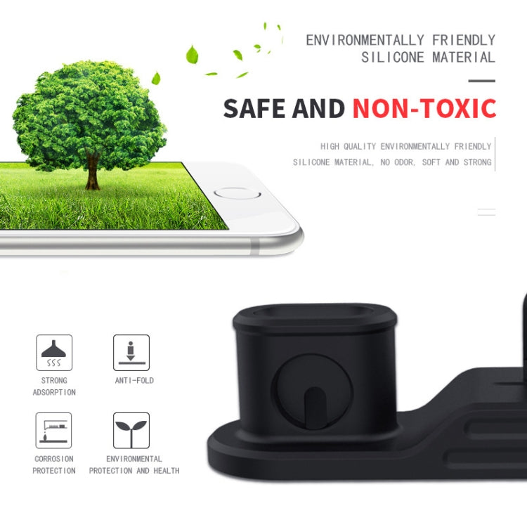 OHA1039 3 in 1 Multifunctional Silicone Mobile Phone Charging Holder Base for iPhone & Apple Watch & AirPods 1 / 2