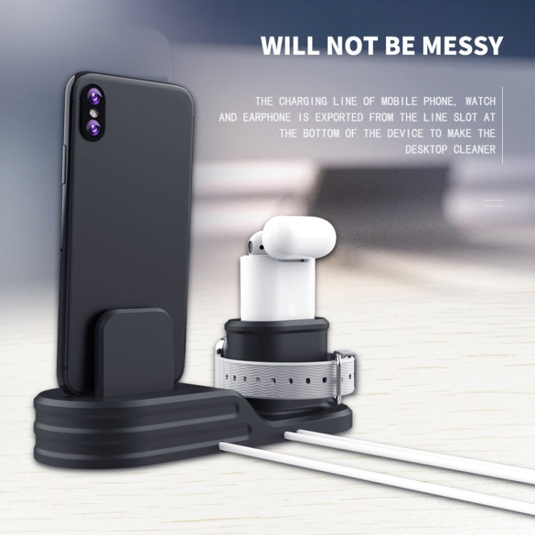 OHA1039 3 in 1 Multifunctional Silicone Mobile Phone Charging Holder Base for iPhone & Apple Watch & AirPods 1 / 2