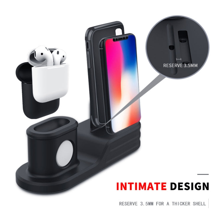 OHA1039 3 in 1 Multifunctional Silicone Mobile Phone Charging Holder Base for iPhone & Apple Watch & AirPods 1 / 2