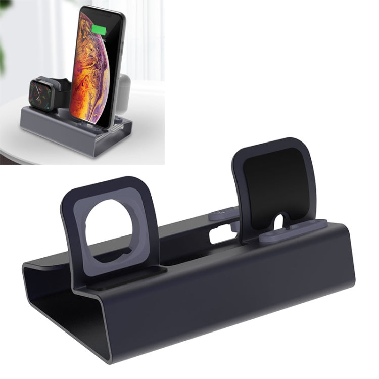 T030B 3 in 1 Multifunctional Aluminum Alloy Charging Stand Base for iPhones & Apple Watch & AirPods