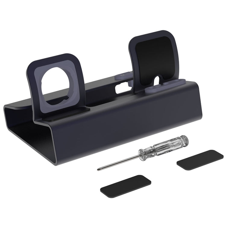 T030B 3 in 1 Multifunctional Aluminum Alloy Charging Stand Base for iPhones & Apple Watch & AirPods