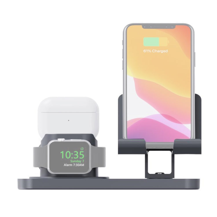ZJ003 3 in 1 Multifunctional Rotatable Mobile Phone Charging Holder Base for 3.5-10.5 inch Mobile Phones / Tablet PCs & Apple Watch Series & AirPods 1 / 2 / Pro(Grey)