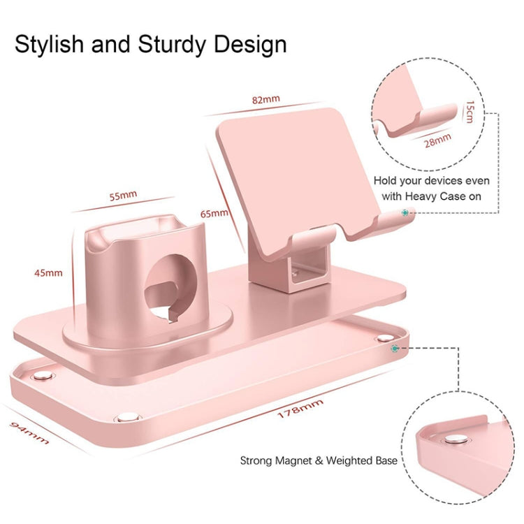 ZJ003 3 in 1 Multifunctional Rotatable Mobile Phone Charging Holder Base for 3.5-10.5 inch Mobile Phones / Tablet PCs & Apple Watch Series & AirPods 1 / 2 / Pro(Grey)