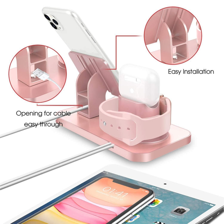 ZJ003 3 in 1 Multifunctional Rotatable Mobile Phone Charging Holder Base for 3.5-10.5 inch Mobile Phones / Tablet PCs & Apple Watch Series & AirPods 1 / 2 / Pro(Grey)