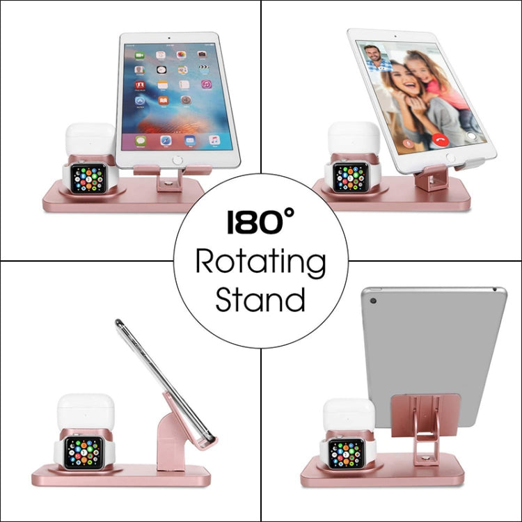 ZJ003 3 in 1 Multifunctional Rotatable Mobile Phone Charging Holder Base for 3.5-10.5 inch Mobile Phones / Tablet PCs & Apple Watch Series & AirPods 1 / 2 / Pro(Grey)