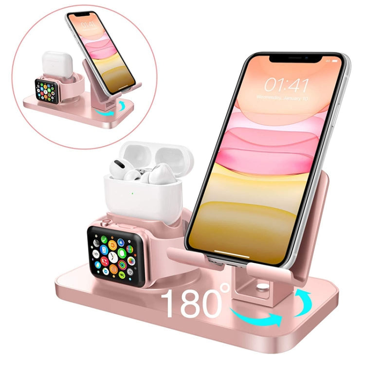 ZJ003 3 in 1 Multifunctional Rotatable Mobile Phone Charging Holder Base for 3.5-10.5 inch Mobile Phones / Tablet PCs & Apple Watch Series & AirPods 1 / 2 / Pro(Grey)
