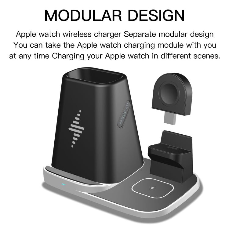 P9X 4 in 1 Quick Wireless Charger for iPhone, Apple Watch, AirPods, Pen Hoolder and other Android Smart Phones(Black)