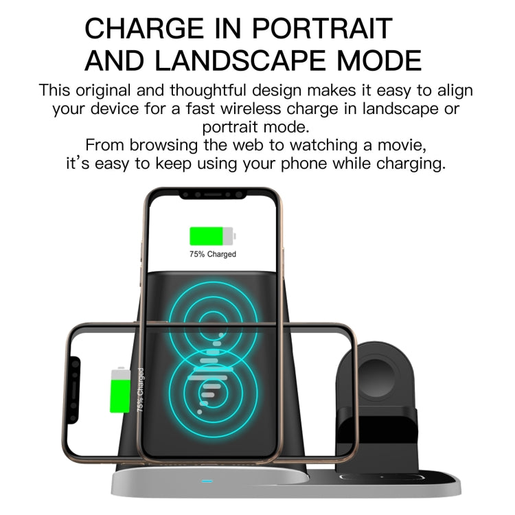 P9X 4 in 1 Quick Wireless Charger for iPhone, Apple Watch, AirPods, Pen Hoolder and other Android Smart Phones(Black)