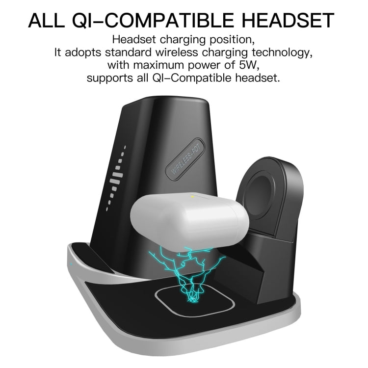 P9X 4 in 1 Quick Wireless Charger for iPhone, Apple Watch, AirPods, Pen Hoolder and other Android Smart Phones(Black)