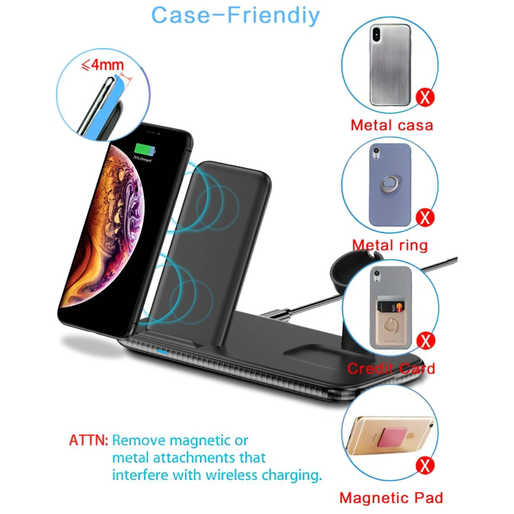V5 4 in 1 Quick Wireless Charger for iPhone, Apple Watch, AirPods and other Android Smart Phones(Black)