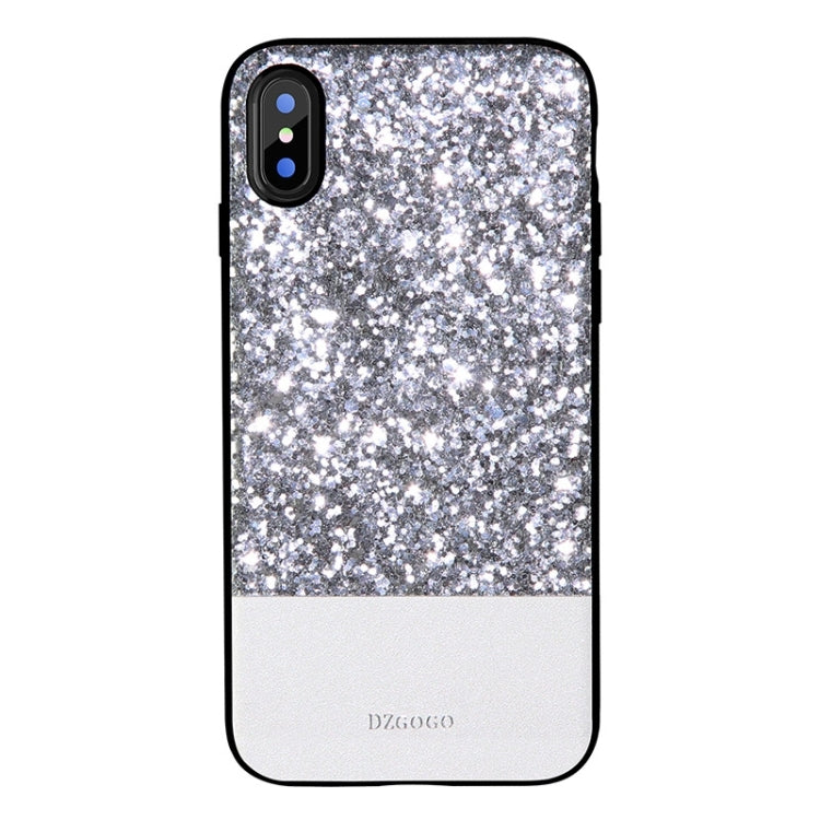 For iPhone X / XS DZGOGO BLING Series PU + TPU + PC Sequins Grind Arenaceous Protection Case (White)