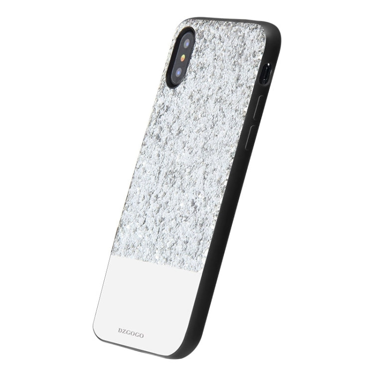 For iPhone X / XS DZGOGO BLING Series PU + TPU + PC Sequins Grind Arenaceous Protection Case (White)