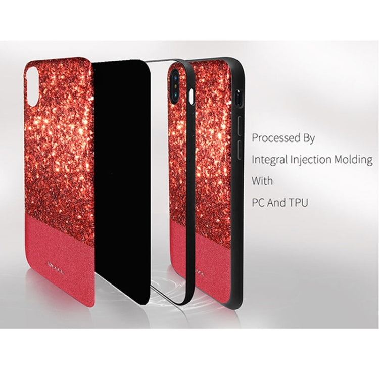For iPhone X / XS DZGOGO BLING Series PU + TPU + PC Sequins Grind Arenaceous Protection Case (White)