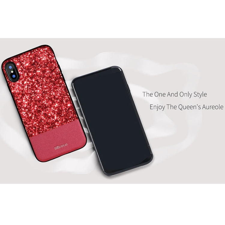 For iPhone X / XS DZGOGO BLING Series PU + TPU + PC Sequins Grind Arenaceous Protection Case (White)