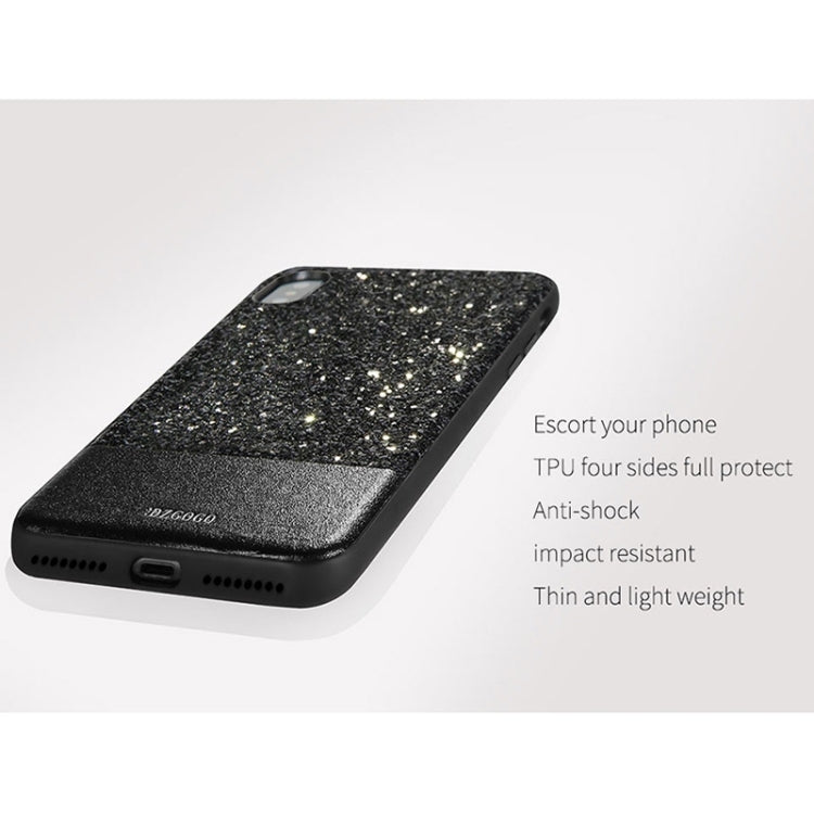 For iPhone X / XS DZGOGO BLING Series PU + TPU + PC Sequins Grind Arenaceous Protection Case (White)