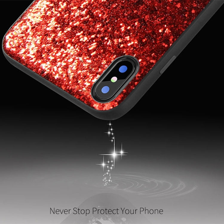 For iPhone X / XS DZGOGO BLING Series PU + TPU + PC Sequins Grind Arenaceous Protection Case (White)