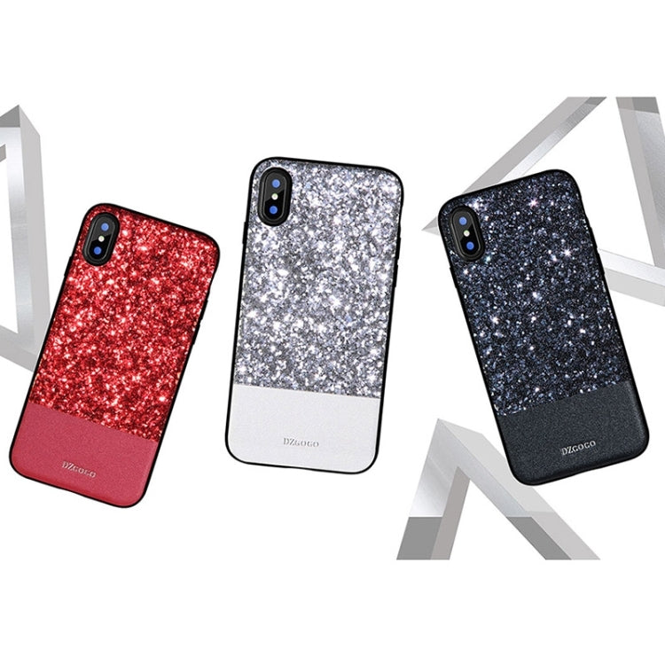 For iPhone X / XS DZGOGO BLING Series PU + TPU + PC Sequins Grind Arenaceous Protection Case (White)